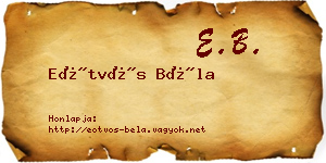 Eötvös Béla névjegykártya